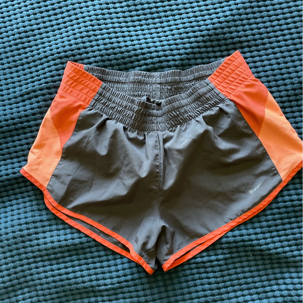 Nike Women's Gray and Orange Athletic Shorts
